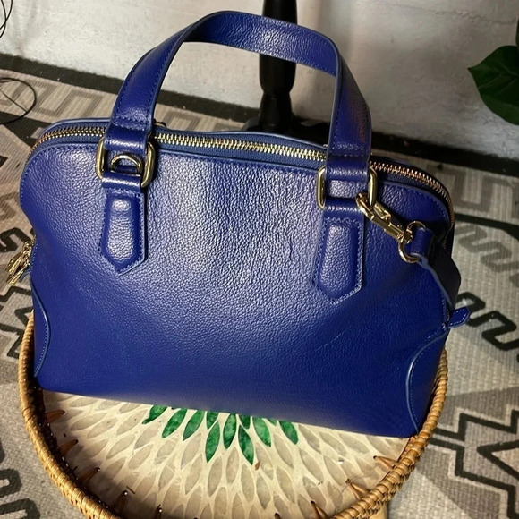 Ora Delphine Blue Leather Satchel Bag - Picture 5 of 12